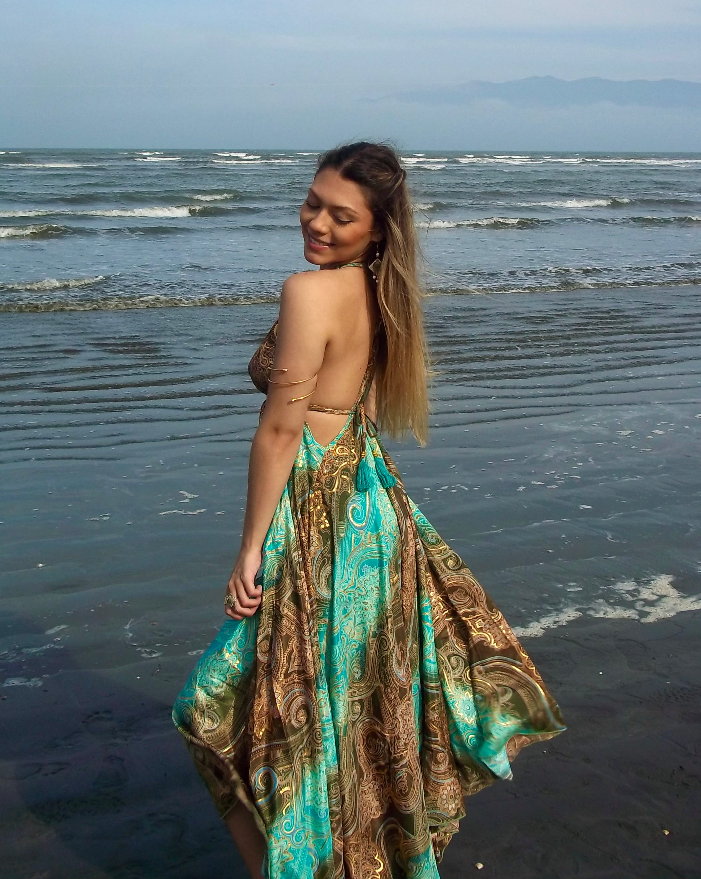 Vestido Celeste - Dourado