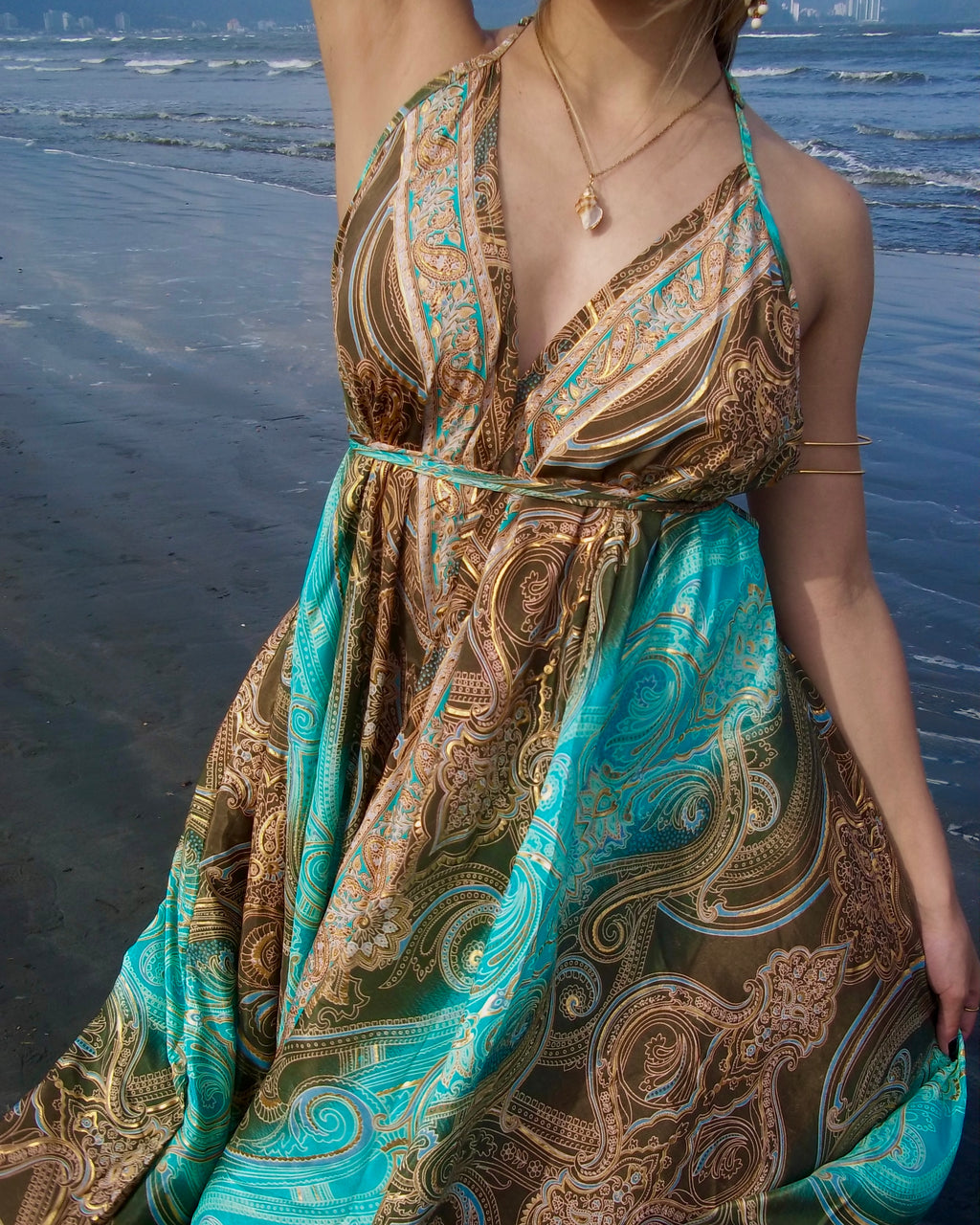 Vestido Celeste - Dourado