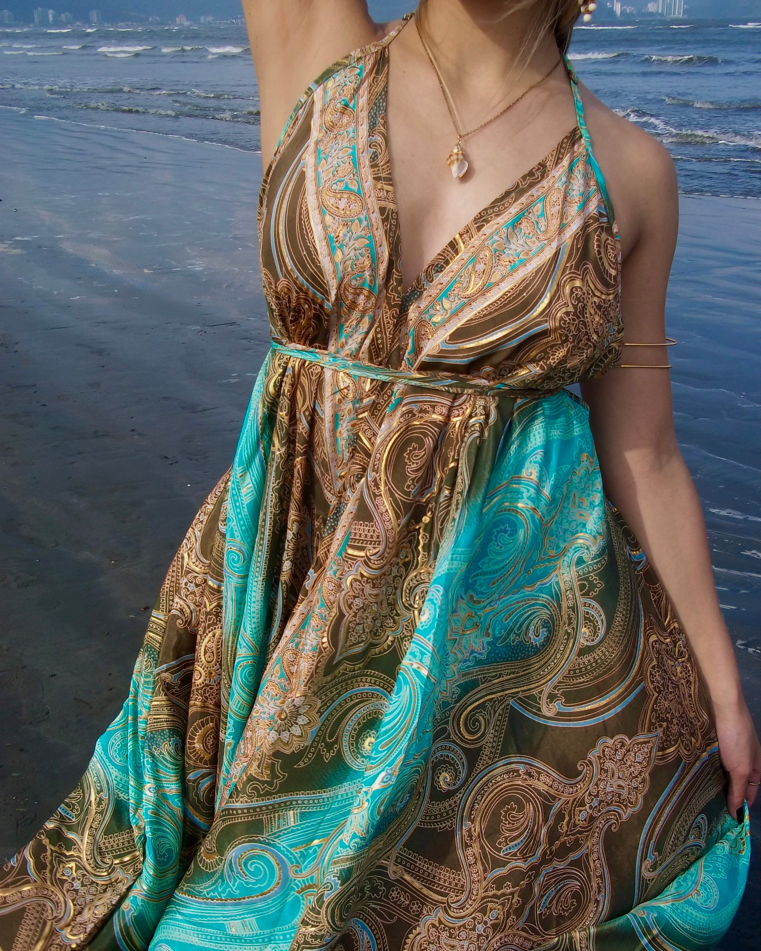 Vestido Celeste - Dourado