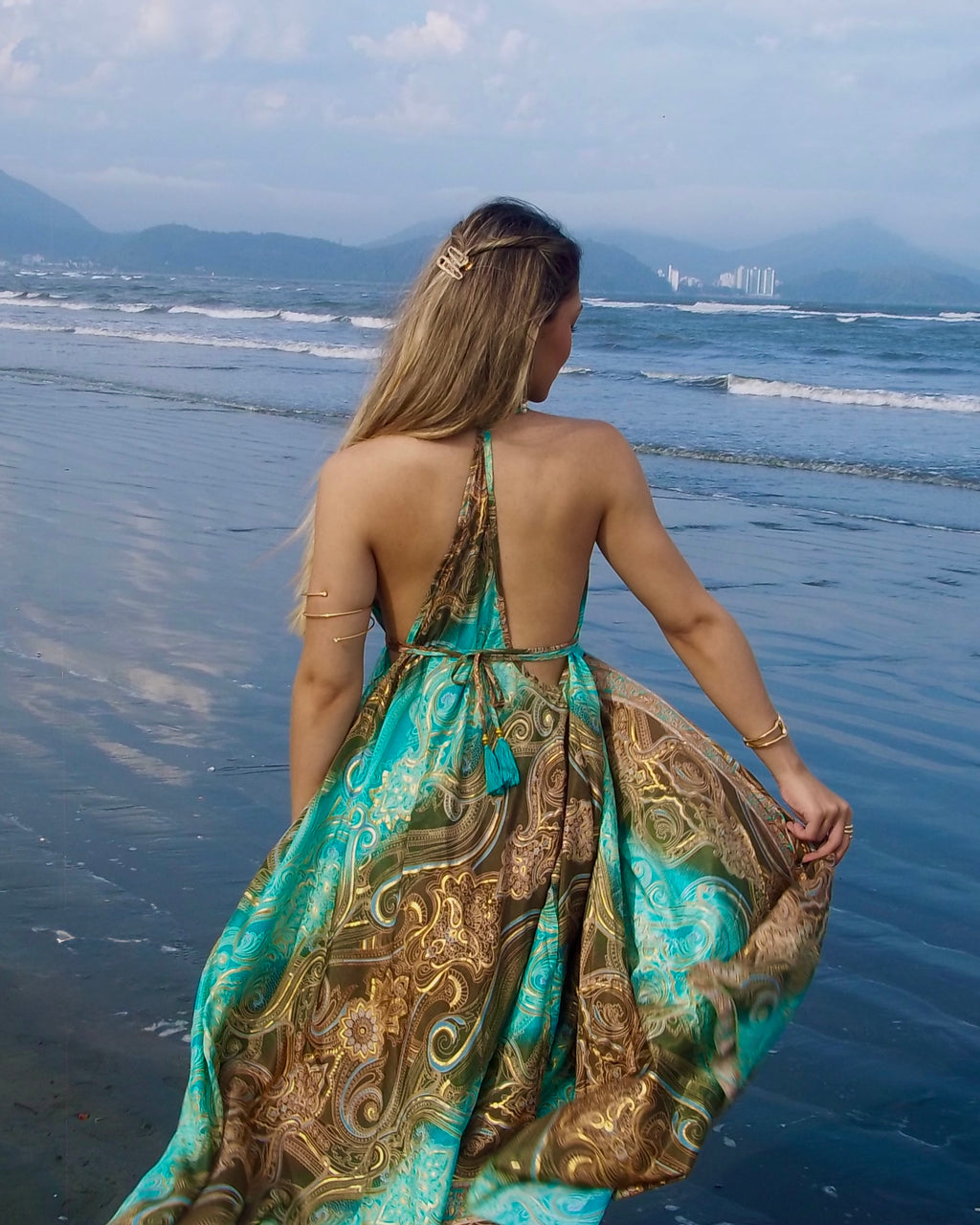 Vestido Celeste - Dourado